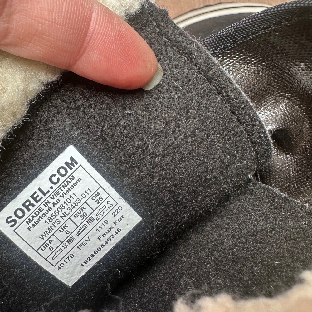 Sorel Winter Carnival Black White Waterproof Snow Boots NL3483-011 Womens 8 - Picture 4 of 10